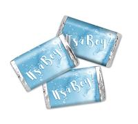 Amanda Creation Lot de 45 mini étiquettes autocollantes pour fête prénatale Bleu aquarelle 3,6 x 6,6 cm