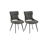 AMANDA - Lot de 2 Chaises Tissu Coloris Gris Anthracite -