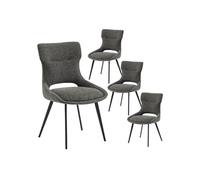 AMANDA - Lot de 4 Chaises Tissu Coloris Gris Anthracite -