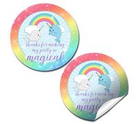 AmandaCreation Autocollant pour fête d'anniversaire Motif licorne de la mer avec inscription « Thank You »