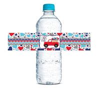AmandaCreation Lot de 20 étiquettes autocollantes imperméables pour bouteille d'eau Motif camion avec cœurs 4,4 x 21,6 cm