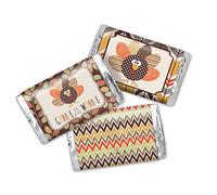AmandaCreation Lot de 45 mini autocollants pour barre de bonbons au chocolat sur le thème de la dinde 3,6 x 6,6 cm