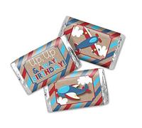 AmandaCreation, Lot de 45 mini étiquettes autocollantes pour anniversaire sur le thème des avions pour enfants, 45 étiquettes de 3,6 x 6,6 cm, idéales pour les cadeaux de fête