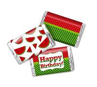 AmandaCreation, Lot de 45 mini étiquettes autocollantes pour fête d'anniversaire sur le thème de la pastèque rouge pour enfants, 45 étiquettes de 3,6 x 6,6 cm, idéales pour les cadeaux de fête
