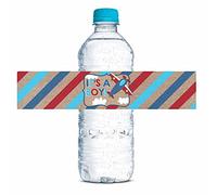 AmandaCreation Up & Away Lot de 20 étiquettes autocollantes imperméables pour bouteille d'eau Motif avion Taille 4,4 x 21,6 cm