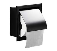 AmandaJ Support de papier toilette en acier inoxydable noir mat, encastré, fixation murale, pour salle de bain