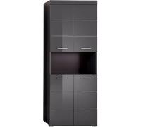 trendteam Smart Living Smart Meuble Haut/Placard Mural de Salle de Bain Amanda, 73 x 190 x 31 cm en Gris/Gris Agave Brillant avec Un Compartiment Ouvert, Beaucoup d'Espace de Rangement