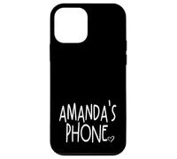 Amanda's Phone Nom personnalisé Amanda Blanc Noir Coque pour iPhone 12 mini