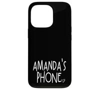 Amanda's Phone Nom personnalisé Amanda Blanc Noir Coque pour iPhone 13 Pro