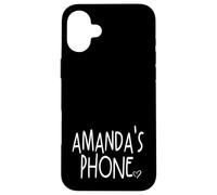 Amanda's Phone Nom personnalisé Amanda Blanc Noir Coque pour iPhone 16 Plus