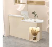 Amande Bureau de réception à DEL avec tiroirs verrouillables 150 x 49,8 x 104,9 cm, comptoir avant moderne pour magasins de détail et bureaux Design élégant pour espaces d'affaires