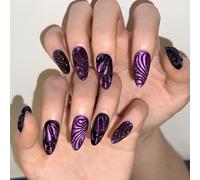 Amande Faux Ongles Chat Presse des Yeux Sur Ongles Faux Adhésifs Artificiels Sur Motifs Papillons Français Presse Oeil Ongle