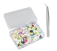 AMANDELIZABE 1 lot de perles multicolores en forme de cœur pour décoration d'ongles