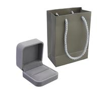 AMANDELIZABE Boîte de Bijoux en Velours pour Anneaux, Boucles d'Oreilles, Colliers, Bracelets - Coffret Cadeau pour Mariage, Fiançailles - Double Boîte à Bijoux avec Sac Fourre-Tout assorti