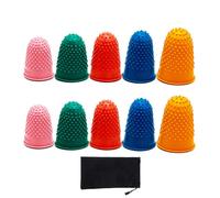 AMANDELIZABE Lot de 10 dés à coudre en caoutchouc pour protéger le bout des doigts (5 tailles) avec sac de rangement