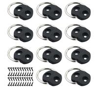 AMANDELIZABE Lot de 11 anneaux de montage en D - En acier inoxydable - En forme de D - Pour sécuriser le chargement dans les voitures, kayak et remorques - Noir