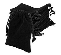 AMANDELIZABE Lot de 11 pochettes à bijoux en velours, réutilisables, avec cordon de serrage, pour mariage, cadeau, 7 x 9 cm, noir