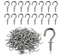 AMANDELIZABE Lot de 110 petits crochets à vis, mini crochets de plafond en bois pour plantes, décorations artistiques, clés, décoration de Noël, idéal pour le jardin (argent)