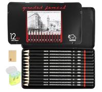 AMANDELIZABE Lot de 12 crayons à papier, 8B 7B 6B 5B 4B 3B 2B B HB F H 2H,avce 1 Taille - crayon manuel