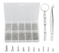 AMANDELIZABE Lot de 1200 vis autotaraudeuses M1/M1.2/M1.4/M1.7 - Micro vis à tête ronde - Assortiment pour lunettes, montres, téléphones, appareils photo, ordinateurs portables