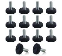 AMANDELIZABE Lot de 14 pieds de meubles réglables en hauteur - M6 x 20 mm - Noir - Pieds de nivellement pour meubles, pieds, chaise, table