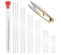 AMANDELIZABE Lot de 18 aiguilles à perles - 6 tailles - Aiguilles à perles à gros œil - Aiguilles à perles avec bouteille d'aiguille - Aiguilles à perles pour enfiler des perles - Aiguilles à coudre