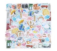 AMANDELIZABE Lot de 2 autocollants mini taille - Voyages, Scrapbooking, Décoration de journal intime - Multicolore - Carton - Irrégulière - Indoor - Caricature - Style Cartoon - Thème Scrapbooking