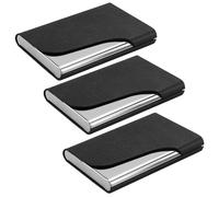 AMANDELIZABE Lot de 22 étuis fins pour cartes de visite pour hommes et femmes, porte-cartes de poche en métal, porte-cartes de visite professionnels en acier inoxydable, fermeture à boucle, Noir ,
