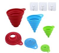 Lot de 3 entonnoirs - Entonnoir en silicone pliable pour cuisine - Entonnoir portable - Entonnoir pliable pour transfert de liquide dans la cuisine (petit/moyen/grand) avec 3 crochets