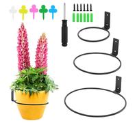 AMANDELIZABE Lot de 3 pots de fleurs muraux à suspendre au mur - En métal - Noir - Rond - Pour la maison, le jardin, le balcon