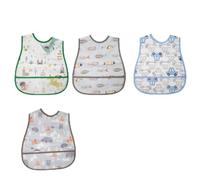 AMANDELIZABE Lot de 4 petits bavoirs pour bébé, lavables, avec bouton pression de poche, en EVA, étanches, avec bavette, Plusieurs couleurs., Taille unique
