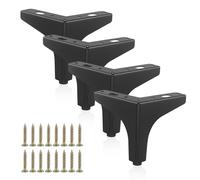 AMANDELIZABE Lot de 4 pieds de meubles noirs en métal de 10 cm avec vis - Charge maximale : 800 kg - Pieds de meubles pour canapé, tables basses, armoires, armoires TV, chevet, tiroirs (noir)