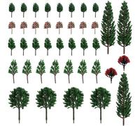 AMANDELIZABE Lot de 40 arbres de modélisme (3 à 13 cm), diorama, décoration miniature, accessoires de modélisme, accessoires de jardin féerique, animaux de la forêt, décoration d'anniversaire, arbre