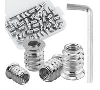 AMANDELIZABE Lot de 45 écrous filetés M6 x 15 mm, 1 clé Allen hexagonale, 1 boîte de rangement en plastique, écrous en alliage de zinc, insert en acier au carbone