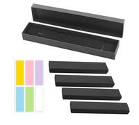 AMANDELIZABE Lot de 5 boîtes cadeau à bijoux avec 1 autocollant multicolore assorti, 4,3 x 21,3 x 2,3 cm, boîte à collier, boîte à bijoux, noir