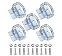 AMANDELIZABE Lot de 5 œillets d'arrimage robustes en acier galvanisé à haute résistance pour sécuriser le chargement dans la remorque, camionnette, bateau, avec équerre de montage et vis