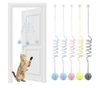 AMANDELIZABE Lot de 5 jouets pour chat - Cadre de porte suspendu - Jouet interactif pour chat - Jouet intelligent - Rétractable - Jouet pour chaton