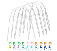 AMANDELIZABE Lot de 6 aiguilles à tricoter circulaires - 40 cm - 2,0 mm à 8,0 mm - Argenté - Métal - Acier inoxydable