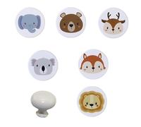 AMANDELIZABE Lot de 6 boutons pour meubles en bois pour enfants, bois, avec 1 boutons ronds pour tiroirs, poignées et boutons pour tiroirs de chambre, boutons décoratifs en bois pour armoires en bois