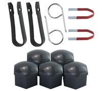 AMANDELIZABE Lot de 6 capuchons de boulons de roue, extracteur d'écrous de roue avec 5 écrous en plastique gris