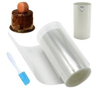 AMANDELIZABE Rouleau de film transparent pour gâteaux, 8 cm x 10 m, en acétate, pour décoration de gâteaux, chocolat, souris, anneaux de dessert (8 cm) avec 1 grattoir à beurre