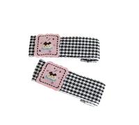 amangul 1 paire d'épingles à cheveux vintage à carreaux avec fleurs brodées en tissu pour enfants (gâteau noir et blanc)