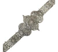amangul Blingbling Ceinture de taille élégante sculptée florale Chaîne de taille Chaîne de ventre pour mariage Chaîne de taille (argenté)