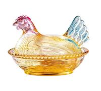 amangul Boîte à bonbons en cristal en forme de poule sur le nid avec couvercle - Décoration de table - Assiette à dessert - Bol à bonbons couvert