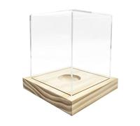 amangul Boîte de présentation en acrylique transparent avec support en bois, facile à assembler, décoration de la maison, boîte de présentation de softball