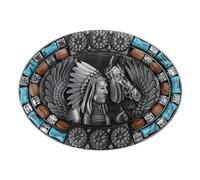 amangul Boucle de ceinture vintage en métal en relief indien et cheval - Boucle de ceinture délicate - Accessoires de ceinture style cowboy rock, P122, Reference Picture