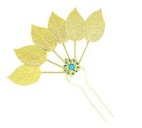 amangul Buyao Bâton à cheveux élégant en forme de feuille avec cristal en filigrane pour femme et fille - Pour coiffe ethnique thaïlandaise (épingle à cheveux 2)