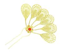 amangul Buyao Bâton à cheveux élégant en forme de feuille avec cristal en filigrane pour femme et fille - Pour coiffe ethnique thaïlandaise (4 épingles à cheveux)