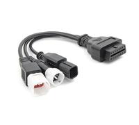 amangul Câble répartiteur OBDII 1 vers 3 Y 15 cm OBDII Câble d'extension 16 broches mâle vers femelle 3 broches 4 broches 6 broches diagnostic moto