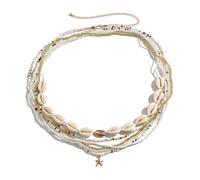 amangul Chaîne de corps élégante en forme d'étoile de mer avec perles - Taille réglable - Pour plage, piscine, fête, vacances (café)